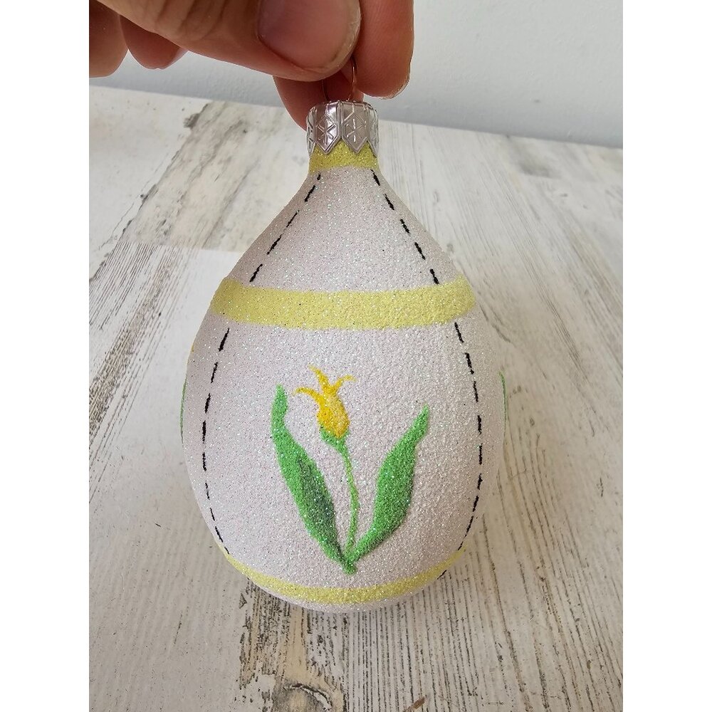 Patricia breen tulip yellow spring ornament glitter glass Xmas tree